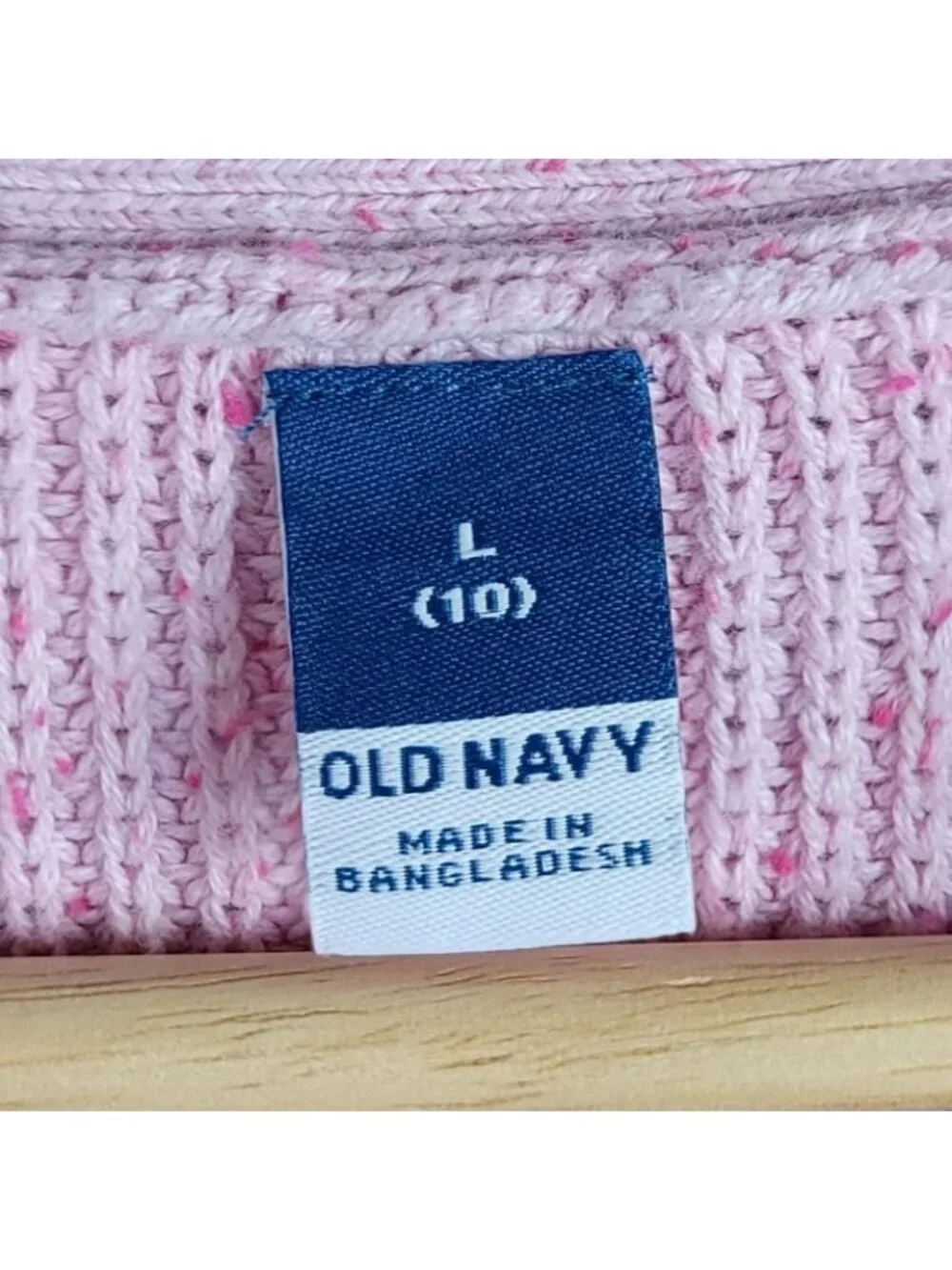Old Navy Girls Speckled Ribbed Cardigan Pink Large Sweater Long Sleeve Chunky